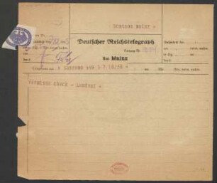 Brief an B. Schott's Söhne