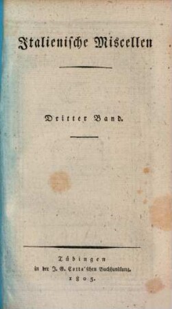 Italienische Miscellen. 3. 1805
