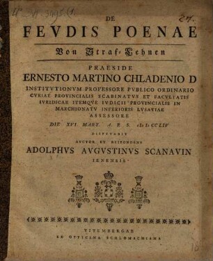 De Fevdis Poenae : = Von Straf-Lehnen