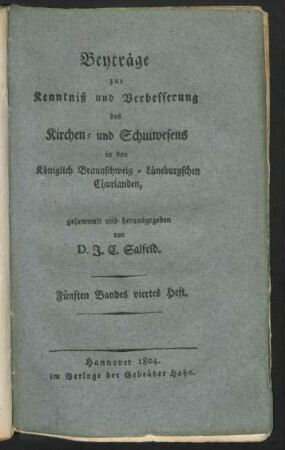Fünften Bandes viertes Heft.