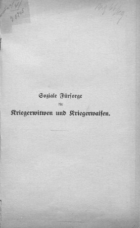 Soziale Fürsorge für Kriegerwitwen und Kriegerwaisen