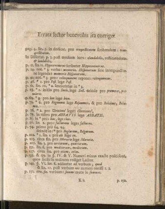 Errata lector benevolus ita corriget