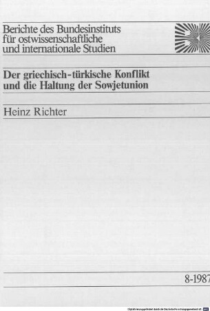 Der griechisch-türkische Konflikt und die Haltung der Sowjetunion