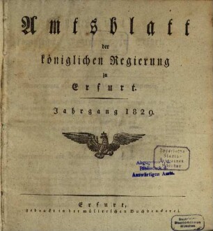 Amtsblatt der Preußischen Regierung zu Erfurt. 1829