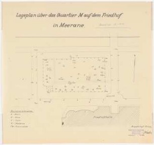 Urnenfriedhof Meerane: Lageplan Quartier mit Bäumen 1:100