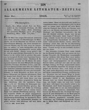 Sengler, J.: Die Idee Gottes. T. 2, Abt. 1. Die Speculative Theologie. Heidelberg: Mohr 1847