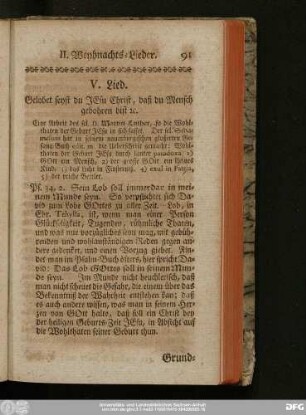 V. Lied. Gelobet seyst du Jesu Christ, daß du Mensch gebohren bist [et]c.