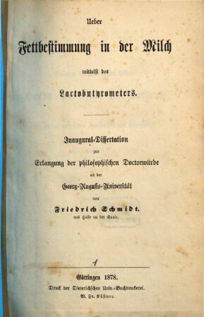 Über Fettbestimmung in der Milch mittelst des Lactobutyrometers