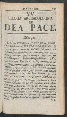 XV. Ecloga Archaeologica De Dea Pace