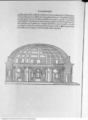 Quinto libro d'Architettura di Sabastiano Serlio Bolognese, ..., Folio 8 verso: Ovaltempel (Kirche), Schnitt