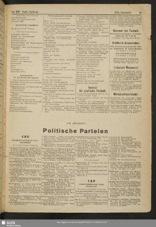 XVI. Abschnitt. Politische Parteien