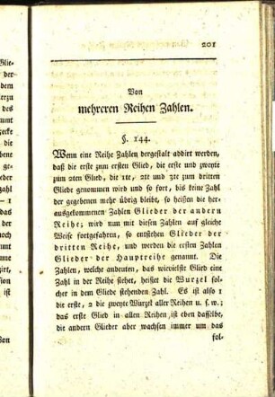 Von mehreren Reihen Zahlen