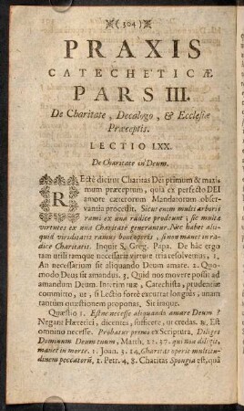 304-461, Praxis Catecheticae Pars III. De Charitate, Decalogo, & Ecclesiae Praeceptis.