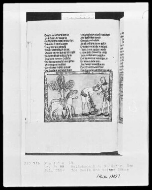 Rudolf von Ems, Weltchronik — Sauls Tod, Folio 250verso