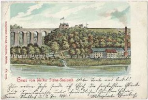Hartha-Saalbach. Ortsansicht, kolorierte Ansichtskarte