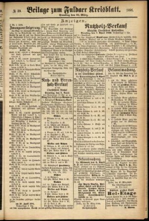 Zweite Ausgabe vom Dienstag, den 31. März 1896.