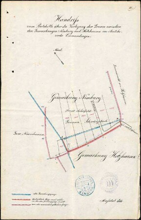 Katastervermessung; Verlegung der Grenze zwischen den Gemarkungen Nimburg, Reute und Holzhausen