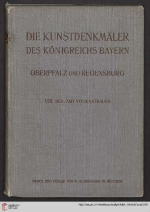 2,8: Kunstdenkmäler des Königreichs Bayern: Bezirksamt Vohenstrauss