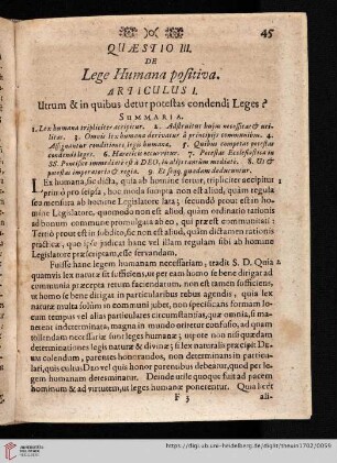 Quæstio III: De Lege Humana positiva