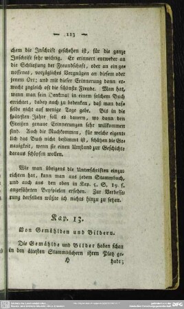 Kap. 13. Von Gemählden und Bildern