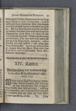 XIV. Capitul. Muthmaßung des holländischen Critici oder Aehrensammlers von Anno 1733.