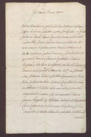 Procuratorium des Johann Leopold Erasmus von Nesselrode gen. Hugenpoet für die Sexpräbendare Holzheimer und Kraft.