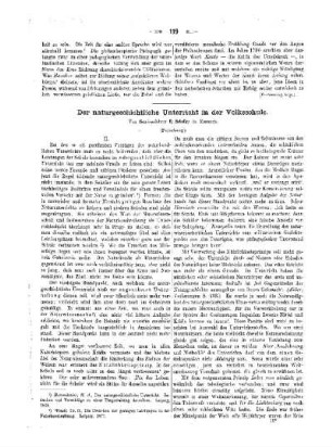 Der naturgeschichtliche Unterricht in der Volksschule : (Fortsetzung)