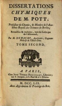 Dissertations Chymiques, 2