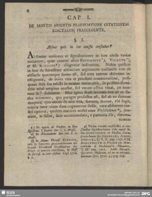 Cap. I. De Mortis Absentis Praesumtione Citationem Edictalem Praecedente