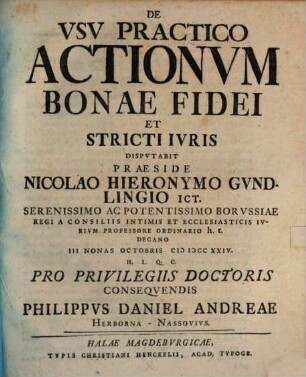 De Vsv Practico Actionvm Bonae Fidei Et Stricti Ivris