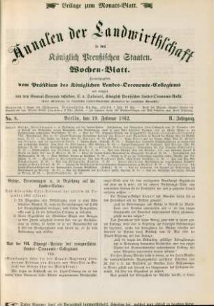 No. 8. Berlin, den 19. Februar 1862. II. Jahrgang.