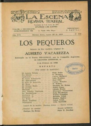 Los pequeros : sainete en dos cuadros