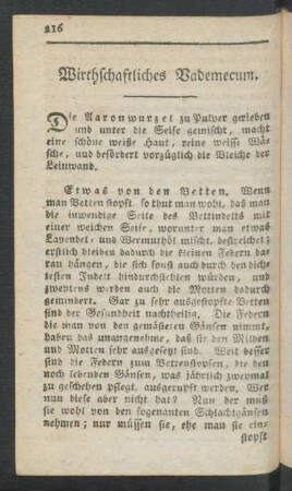 Wirthschaftliches Vademecum