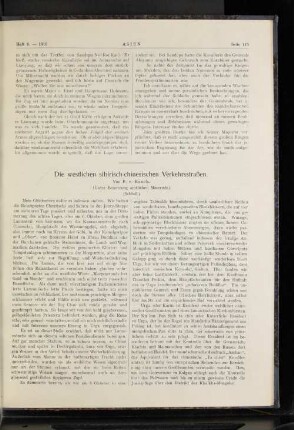 Die westlichen sibirisch-chinesischen Verkehrsstraßen.