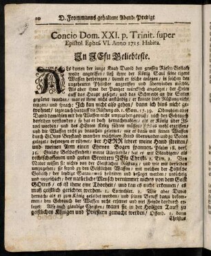 20-32, Concio Dom. XXI. p. Trinit. super Epistol. Ephes. VI. Anno 1715 Habita.