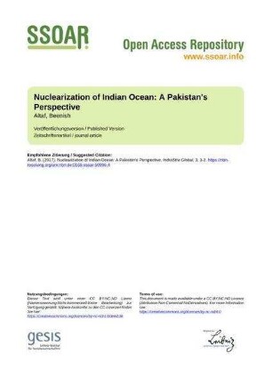 Nuclearization of Indian Ocean: A Pakistan's Perspective