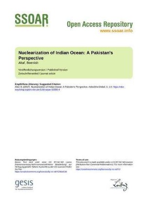 Nuclearization of Indian Ocean: A Pakistan's Perspective