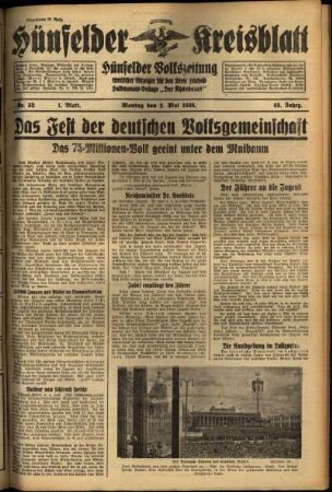 Erste Ausgabe vom Montag, den 02. Mai 1938.