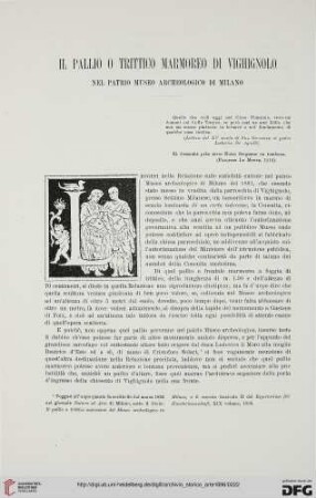 Ser.2: Il pallio o trittico marmoreo di Vighignolo nel patrio Museo Archeologico di Milano