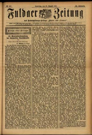 Erste Ausgabe vom Samstag, den 31. August 1895.