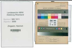 Entnazifizierung Heinrich Zingsem , geb. 18.02.1904 (Schuhmachermeister)