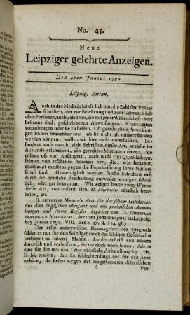 No. 45. Den 4ten Junius 1790.