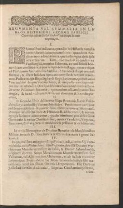 Argumenta Vel Summaria In Libros Historicos Georgii Fabricii Chemnicensis ...