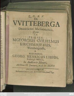 De Witteberga Dissertatio Mathematica