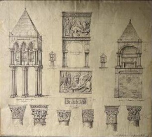 Zeichnung 'Architekturdetails von San Stefano in Bologna'