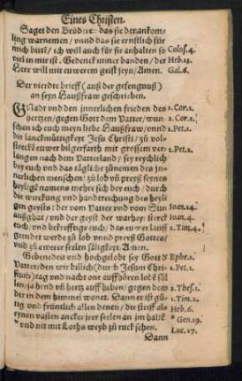 Der vierde brieff (auß der gefengnuß) an seyn Haußfraw geschrieben.