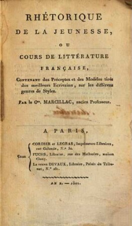 Rhetorique de la jeunesse