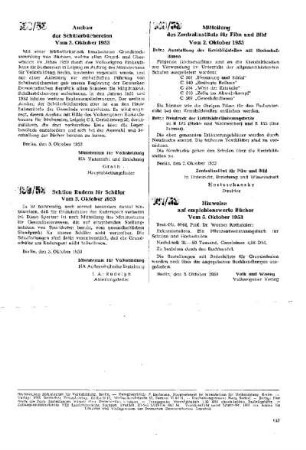 Mitteilung des Zentralinstituts für Film und Bild : 140/53 vom 2. Oktober 1953