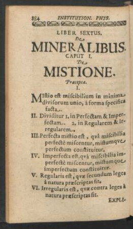 Liber Sextus. De Mineralibus.