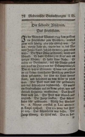 Der siebende Abschnitt. Das Frieselfieber.